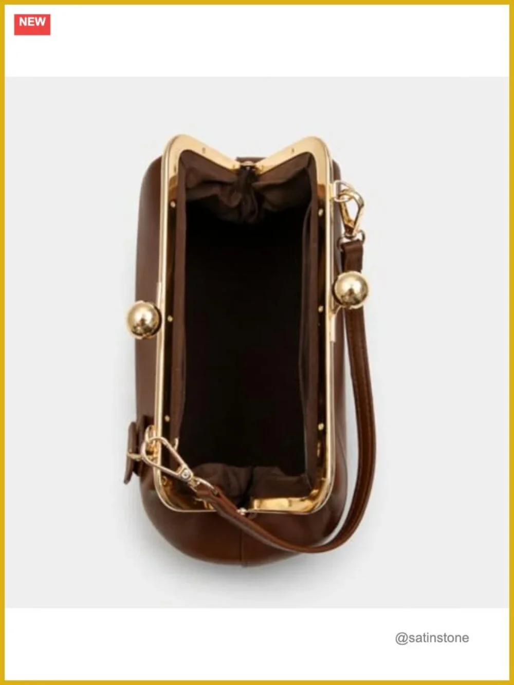 Slouchy Crescent Kiss Lock Crossbody Hobo Bag Faux Leather